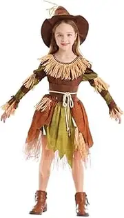 Costume Bay Girls Pumpkin Patch Patchwork Scarecrow Wizard Costume Halloween Adventures Costume Parties Book Week Fancy Dress Outfit