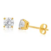 9ct Yellow Gold Cubic Zirconia Stud Earrings