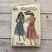 Simplicity 9041 Sewing Pattern Faux Wrap Bodice Dress Tie Belt Sizes 14-20 UNCUT