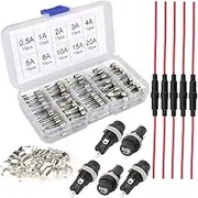 Gebildet 150pcs 5x20mm Fast-blow Glass Fuses + 5pcs 5x20mm AGC Fuse Holder Inline Screw Type + 5pcs 5x20mm Panel Mount Fuse Holder + 30pcs Fuse Seat, Quick Blow Car Glass Tube Fuses Assorted Kit