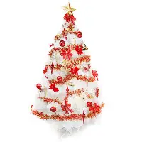 在飛比找Yahoo奇摩購物中心優惠-摩達客 8尺(240cm)特級白色松針葉聖誕樹 (紅金色系配