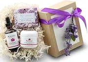 LAVENDER & ROSE ORGANIC BATH & BODY GIFT SET - The Best Valentine Gift - Pamper Her w/ All Natural Luxury - Scented w/ Pure Essential Oils -Beautifully Packaged and Ready to Give