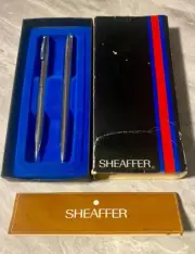 Vintage Sheaffer A812 Silver Pen & Pencil Set Blue Ink New In Box