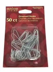 HOLIDAY LIVING 50 Silver metal Christmas ORNAMENT HOOKS 2.5" Long Hangers tree