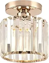 ZYDTRIP Small Crystal Chandelier, Gold Modern Crystal Ceiling Light, Ceiling Light for Hallway, Bedroom, Kitchen, Restaurant