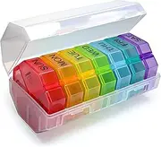 Lancoon Pill Organiser Boxes Large 28 Compartment Portable Dispenser Seven Day Moisture Proof Detachable Week, Easy to Clean AM and PM Split Plastic, for Vitamin Fish Oil