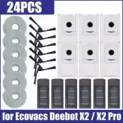 24X Sweeper Kit Ide Brushes Replacement Filters For Ecovacs For DEEBOT X2/X2 Pro