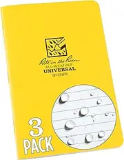 Rite in the Rain Weatherproof Stapled Notebook, 4.625" x 7", Yellow Cover, Universal Pattern, 3 Pack (No. 371FX)