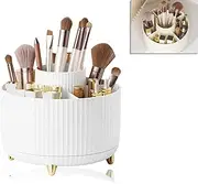 360° Rotating Makeup Brush Holder Organizer - White Cosmetic Storage for Brushes, Nail Polish, Art Supplies - Countertop & Vanity Desktop Organizer