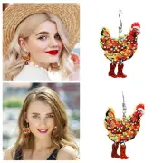 Christmas Earrings Funny Cute Santa Hat Big Rooster Colorful Lights Boots