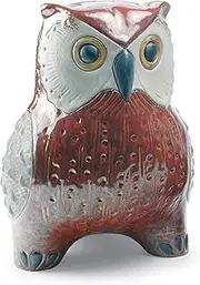 LLADRÓ Large Owl Figurine - Red Owl. Porcelain.