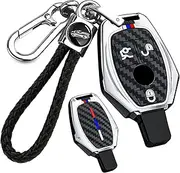 ontto luminous car key fob cover fit for Mercedes benz A B C E S G M V Class CLA CLS GLA GLC GLE GLK GLS Viano key holder Meatl Smart Shell case keyring keychain Accessories 3 buttons Silver A