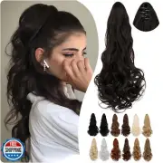 Cephermer Ponytail Extension Claw 18" Long Curly Wavy Clip in Natural Looking