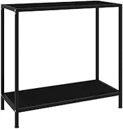 Console Table Black 80x35x75 cm Tempered Glass,End Tables 9.26KG-322832