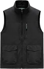 [AKTQL88] Men's Multi-Pocket Gilet Outdoor Casual Fishing Photography Vest Sleeveless Breathable Travel Jacket