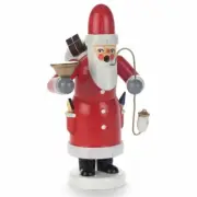 Handcrafted Wooden Santa Claus Candle Holder German Incense Smoker