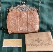 Patricia Nash Soft Metallic Tooled Rosaria Snap Closure Crossbody Purse
