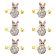 6PCS Easter Napkin Rings Enamel Egg Bunny Napkin Holder Rings for Dinner Tabl...