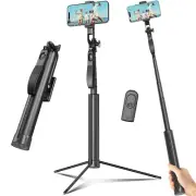Selfie Stick Travel Tripod for Cell Phone with Remote Control and Phone Holde...