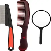 Zernblend 2 Piece Anti-Dandruff Combs and 1 Piece Black Handheld Mirror, Dandruff Comb, Comb, Handheld Mirror