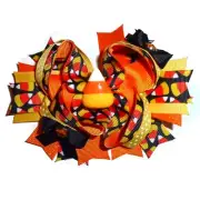 Puppy Bows ~ Dog collar slide bow Halloween candy corn large accessory (DC28)