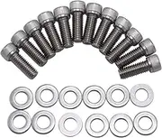12 pcs/set SHLPDFM Polished Silver SBC Header Bolts Stainless Steel Bolts Kit Fits for Small Block Chevy 265 283 302 305 327 350 383 400 TPI