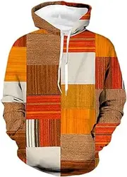 [Generic] Mens Plain Sweatshirt Color Matching Printed Long Sleeved Hoodie Memory Foam Slip