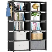 Bookcases: Cube Book Shelf, 10 Cube Tall Storage Organizer for 10-Grid Black