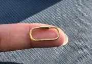 18K REAL Solid Gold Oval Paperclip & Barrel Shaped Charm Enhancer Connector Lock