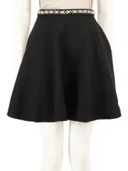 Black Crystal Embellished Mini Skirt