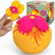Fidget Toy Gear Ball - Morphing Gear Ball, Rotating Gear Ball, Stress Relieving Puzzle Toy for Kids & Adults, 6.5cm (Pink-Yellow)