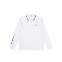在飛比找momo購物網優惠-【FILA官方直營】男吸濕排汗長袖POLO衫-白色(1POY