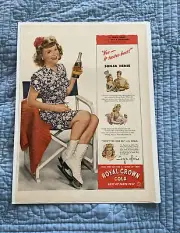 Royal Crown ￼Cola Print Ad Original 1940s WW2 Sonja Henie Ice Skates RARE HTF