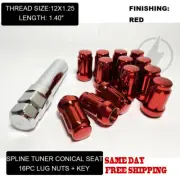 YAMAHA VIKING WOLVERINE YXZ KAWASAKI KRX TEREX LUG NUTS 12MM X 1.25 16PC RED