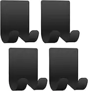 Razor Holder Shaver Hook Hanger Stand Caddy (4 Pack) Self Adhesive Stick on Hook Heavy Duty Stainless Steel Phone Holder for Shower, Tools for Hanging Washcloth Towel Loofah for Bathtub Wall, Black