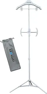 The Steamer Stand DELUXE | Adjustable Standing Garment Steaming Rack with Hanger | Fast, Foldable, Portable Clothes Steam Ironing Solution for Travel & Home