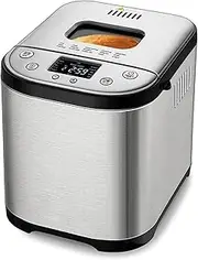 Fully Automatic Bread Maker Machine, Stainless Steel Breadmakers, 15 Preset Menus & 15h Timer & 1h Keep Warm, Yogurt Cake Bread Toast Baking Machine for Kitchen Baking Loaf