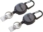 KeyBak Sidekick Black Self Retracting 24 Inch ID Badge/Key Reel 2 Pack