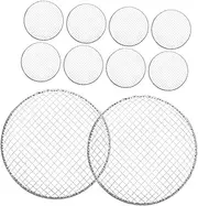 SEWOART 10Pcs Disposable BBQ Grill Mesh Cooking Grate Lightweight Round Net for Outdoor Camping Portable Cooking Mat for Grilling Meat Vegetables Fish and More