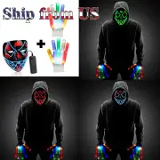Halloween Clubbing Light Up w/ LED Gloves Screaming Mask Club Rave Cosplay Party