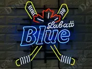 Blue Labatt Hockey Sticks Sport Logo Neon Signs Room Man Cave Wall Gift 24"