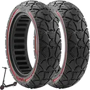 60/70-7 Solid Rubber Tyres, 10 Inch Solid Tyres, Replacement Tyres for Xiaomi 4 Pro Electric Scooter, Solid Tyres, Non-Slip, Puncture-Proof, Explosion-Proof (Red, Pack of 2)