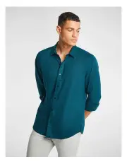 [yd.] West Hampton Pure Linen Shirt in Bright Teal