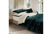 2 In 1 Teddy Sherpa Quilt Cover Set (Emerald Green Super King) Quilt Covers