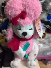 Gemmy Christmas Pink Poodle Dog Animated Plush Dances Sings Hairdresser NWT