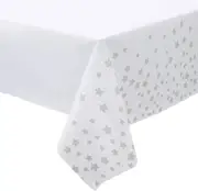 Rectangular Silver Star White Plastic Table Cover