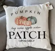 Fall Throw Pillow Home Decor HARVEST PUMPKIN Patch Hay Rides Thanksgiving