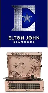 Crosley Voyager Portable Bluetooth Turntable (Floral) and Elton John - Diamonds [Bundle]