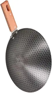 ibasenice Small Iron Wok Frying Pan Round Bottom Cooking Wok for Outdoor BBQ Non Stick Design High Hardness Easy to Clean Housewarming Present for Friends and Family