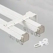 Silent Curtain Track With Rollers - Curtain Rails Slides For Windows Living Room Bedroom Home Office Room Divider, Curtain Rods Ceiling Wall Mount(Ceiling Mount,3m/9.8ft)